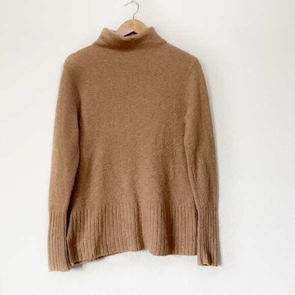 Cremieux Small Tan Mock Neck Wool Alpaca Sweater Long Sleeve Soft Warm Classic - Picture 1 of 9